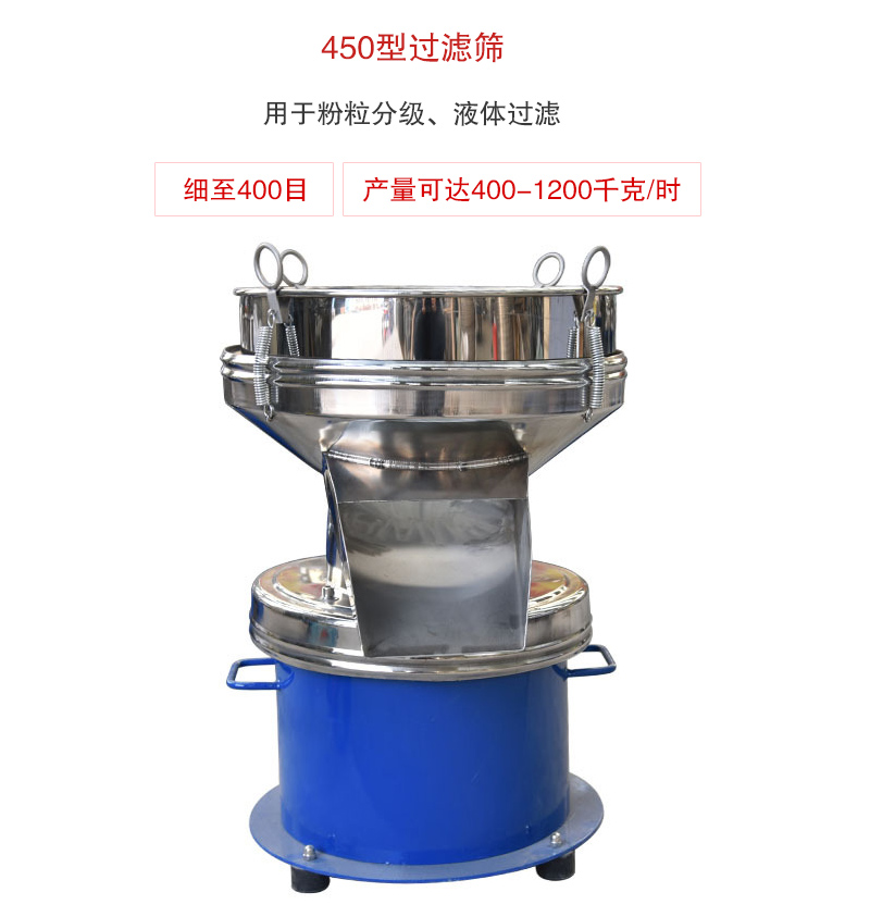 450型過濾篩用于粉粒分級、液體過濾